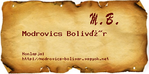 Modrovics Bolivár névjegykártya